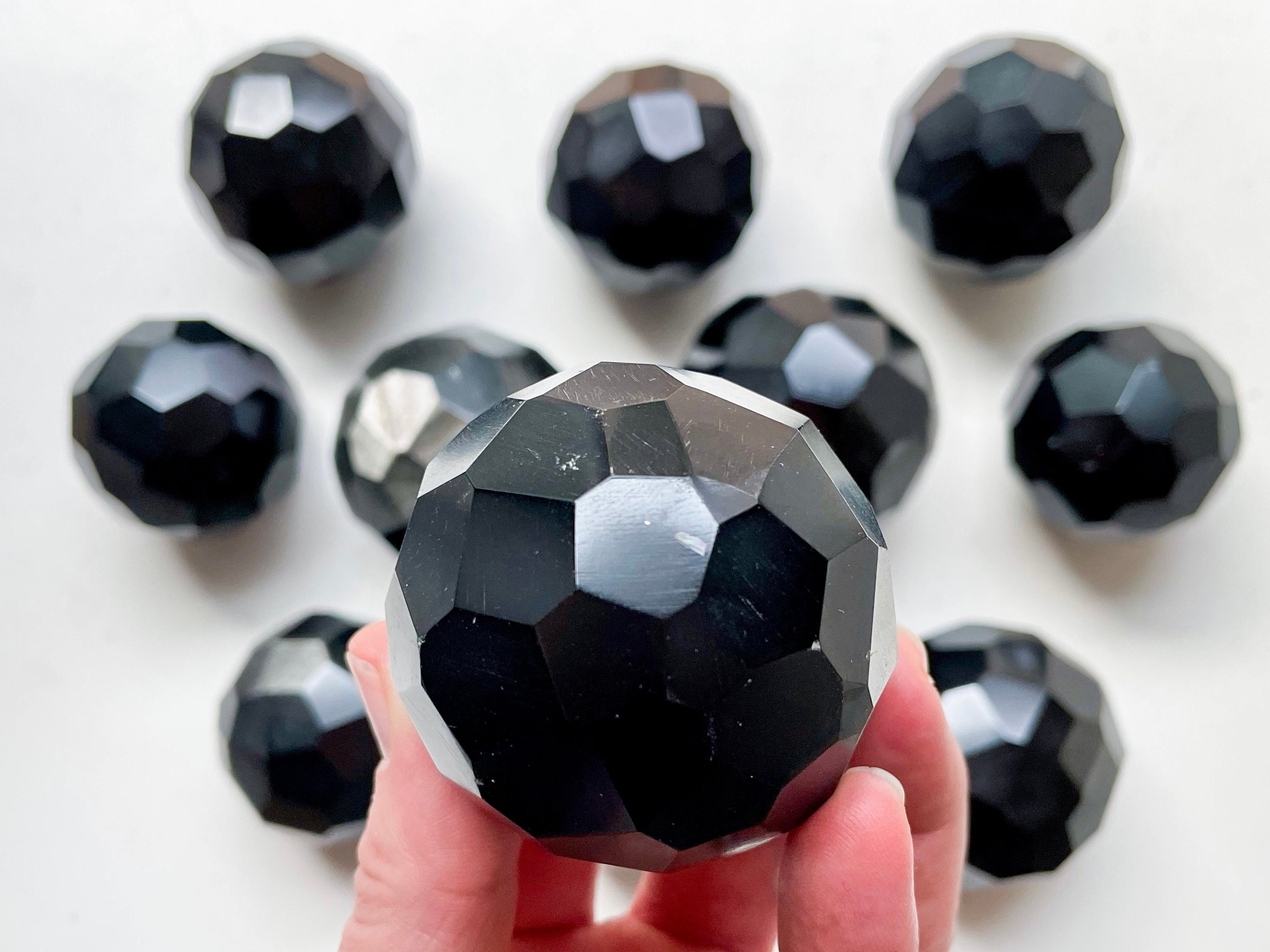 【美品】 Obsidian Etsy - Sphere Faceted 置物