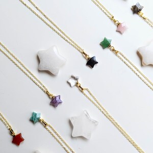 Crystal Star Dainty Necklace || Gold