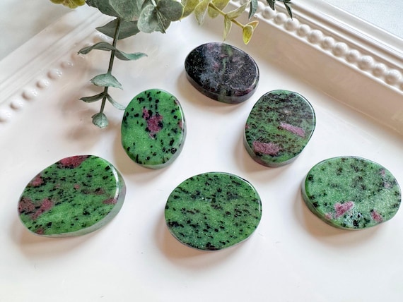 Ruby in Zoisite Flat Palm Stone - image 1