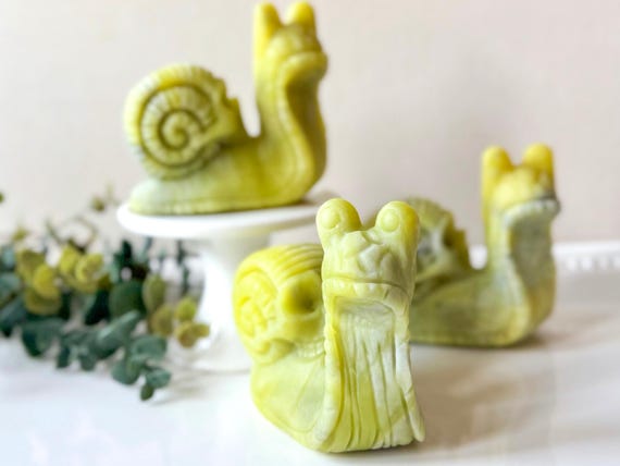 Xiuyan Jade Snail with Skull Shell Carving - image 1