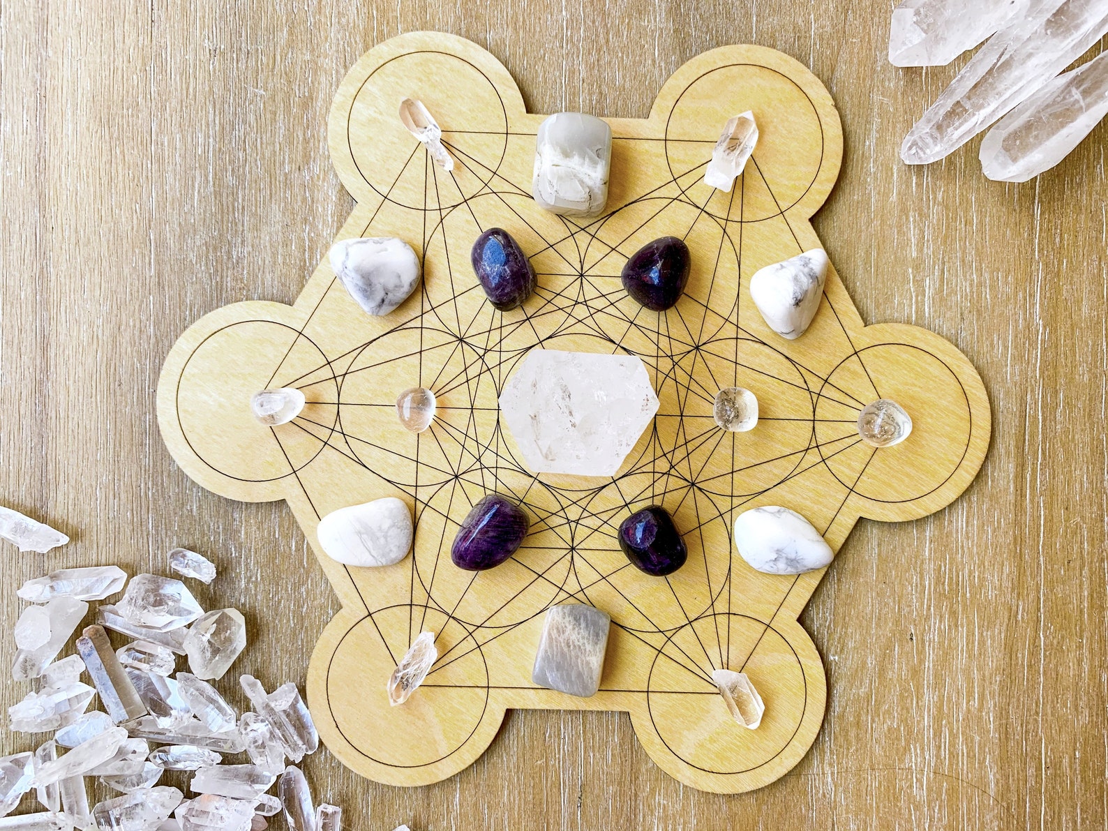 Metatron Wooden Crystal Grid Template - Etsy