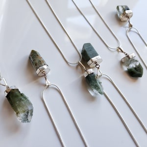 Chlorite Quartz Point Sterling Necklace