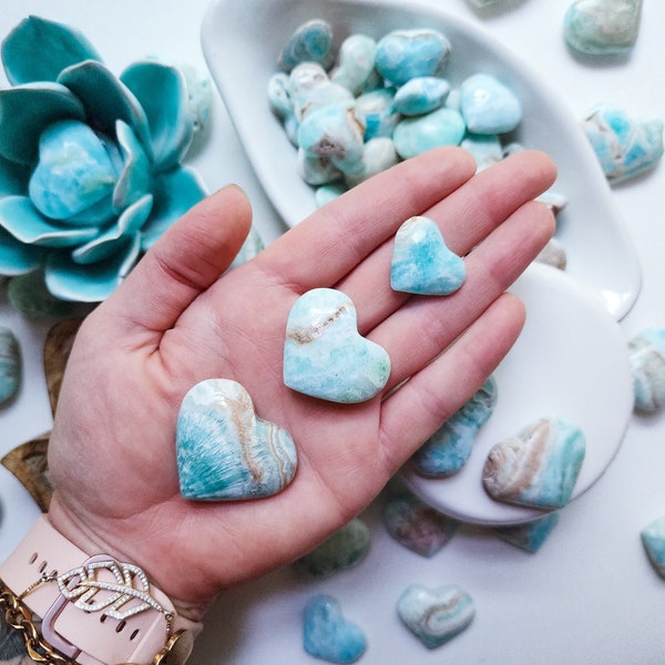 Blue Aragonite Mini Hearts