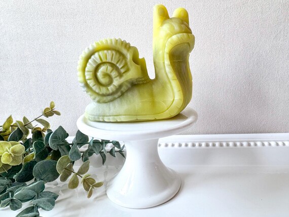 Xiuyan Jade Snail with Skull Shell Carving - image 4