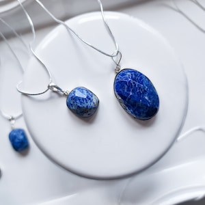 Sodalite Faceted Sterling Pendant Necklace
