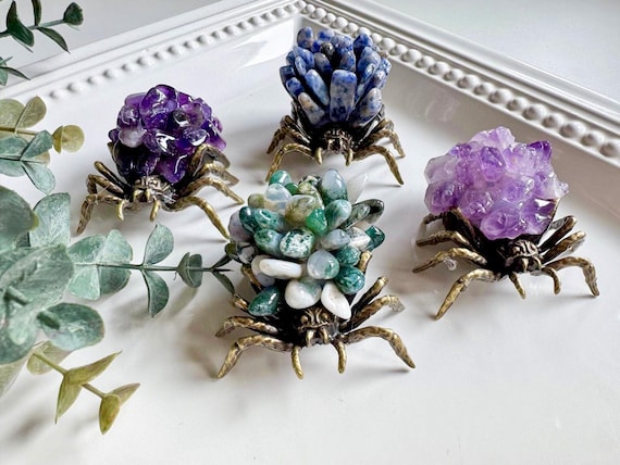 Metal Spider with Crystal Chips
