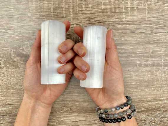 Selenite Harmonizer Pair || Flat Edge