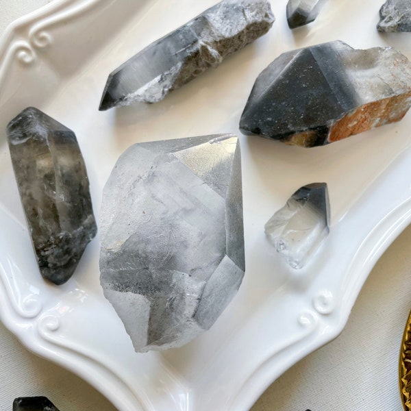 Grey Lithium Phantom Ghost Quartz Raw Points