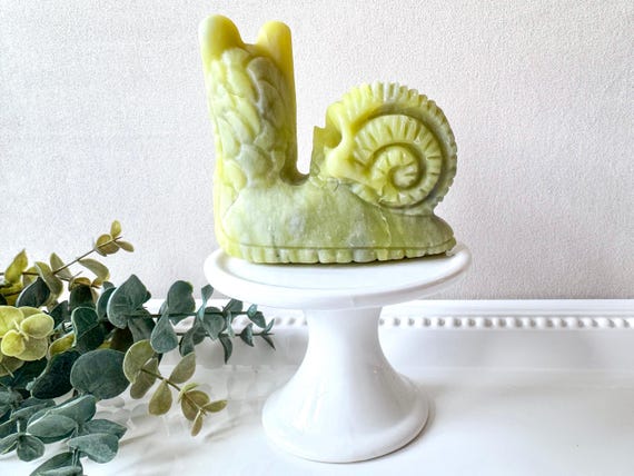 Xiuyan Jade Snail with Skull Shell Carving - image 5