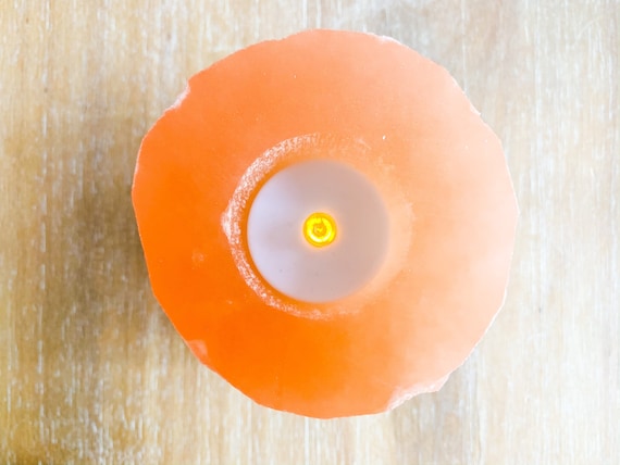 Peach Selenite Vase Candle Holder
