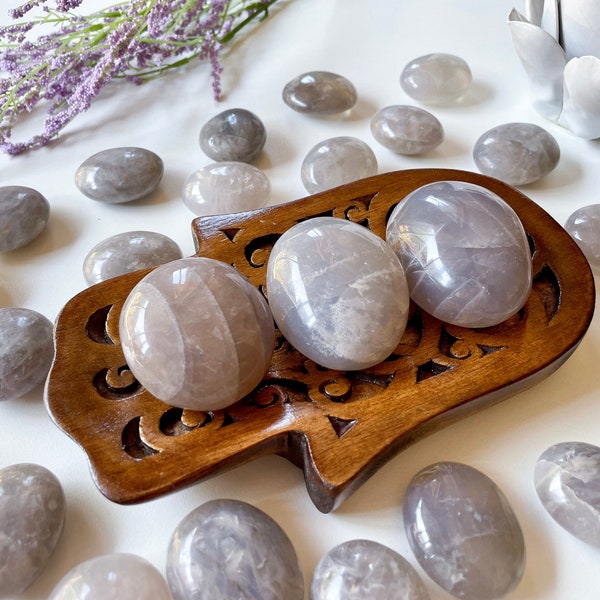 Blue Rose Quartz Palm Stones