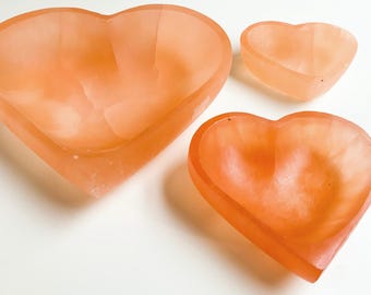 Peach Selenite Heart Bowl