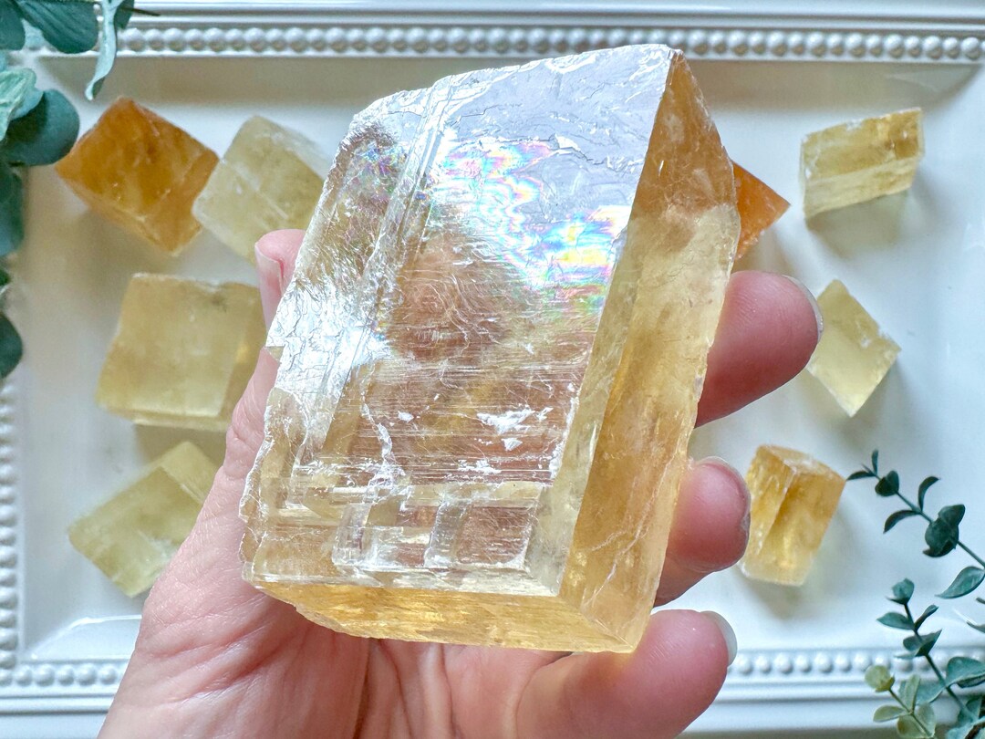 Honey Optical Calcite Rhombus Cube - Etsy
