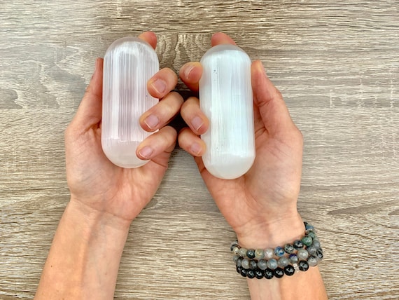 Selenite Harmonizer Pair || Round Edge