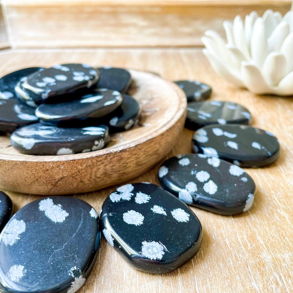 Snowflake Obsidian Flat Palm Stone