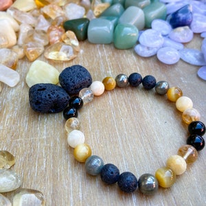 Solar Plexus Chakra || Golden Tiger&#39;s Eye, Yellow Calcite, Yellow Opal, Citrine & Pyrite || 8mm  6mm