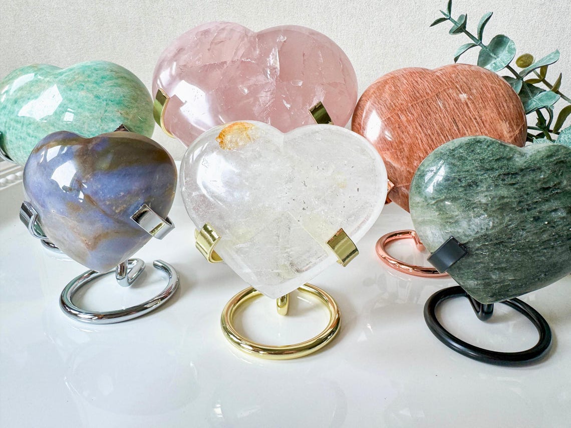 Metal Crystal Heart Stand - Etsy