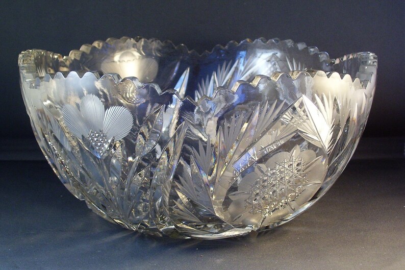 Antique American Brilliant Cut Glass Bowl Flower Period 190616 Etsy