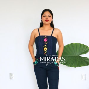 Embroidered jumpsuit. Mexican floral jumpsuit. Hand-embroidered jumpsuit. Mexican fashion clothing. Mexican fashion jumpsuit. Mexican party palazzo pants.