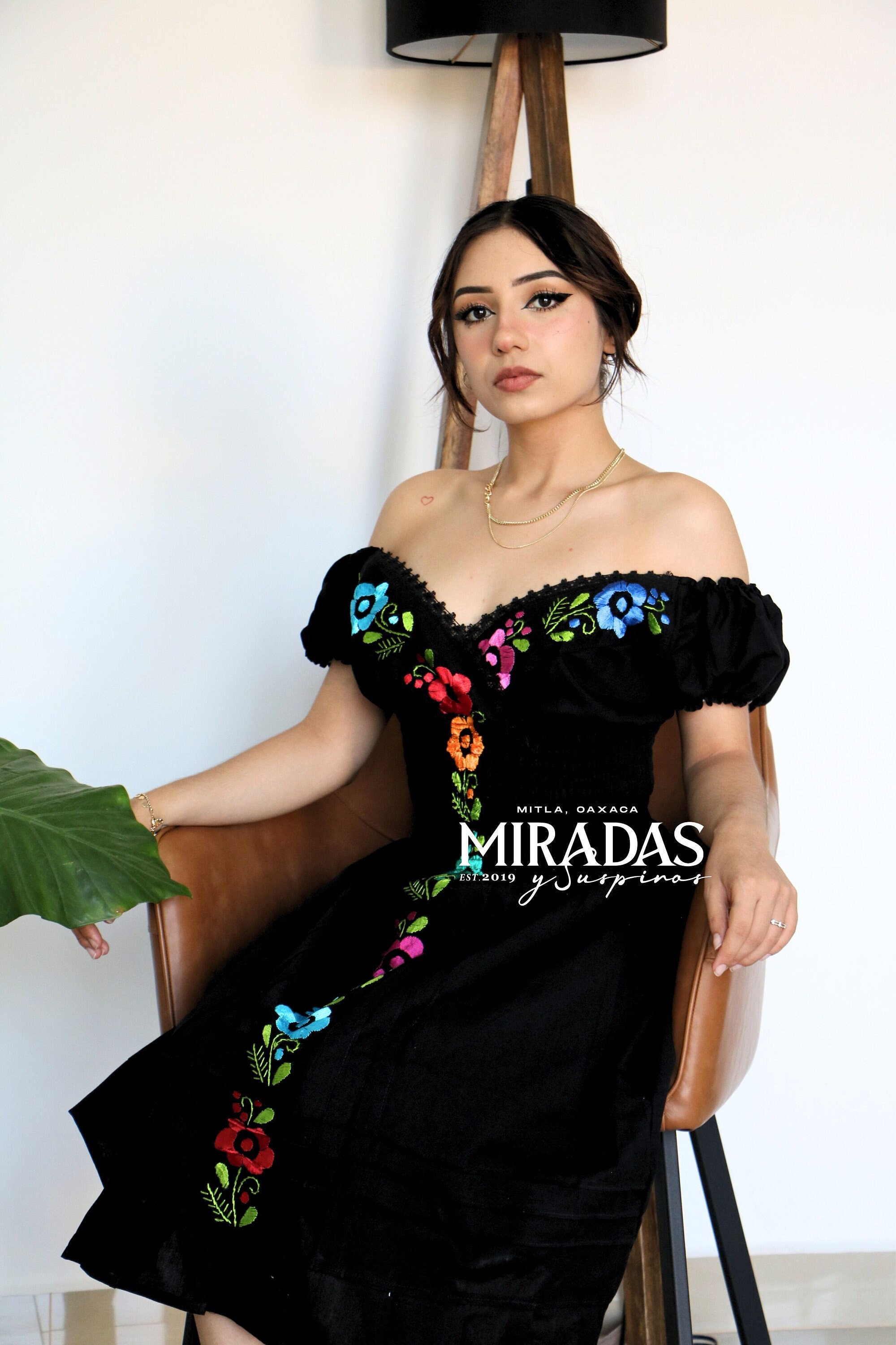 Hand Embroidered Dress. Floral Dress. Traditional Mexican Dress.