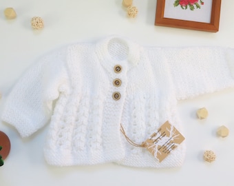 Thrifted Baby Knitted Cardigan-White