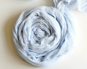 Ice blue runner Light blue table runner Wedding decorations Hand dyed cheesecloth runner Flatlay backdrop Blue wedding French decor