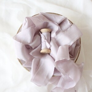 Mauve silk ribbon Silk habotai ribbon Lavender ribbon Wedding silk sash Lavender wedding Fine art bouquet Hand dyed silk ribbon Vow renewal image 3