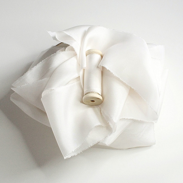 Ruban de soie ivoire Ruban habotai en soie blanche off Ruban neutre Ceinture en soie naturelle Mariage d’art Ruban de bouquet de mariée Ruban de livres de vœux