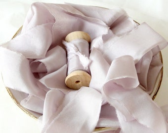 Mauve silk ribbon Silk habotai ribbon Lavender ribbon Wedding silk sash Lavender wedding Fine art bouquet Hand dyed silk ribbon Vow renewal