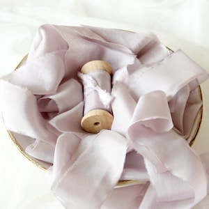 Mauve silk ribbon Silk habotai ribbon Lavender ribbon Wedding silk sash Lavender wedding Fine art bouquet Hand dyed silk ribbon Vow renewal image 1