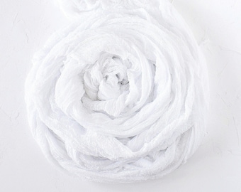 White table runner Wedding runner White gauze tablecloth Neutral colors decor White wedding Scandinavian decor Photography backdrop