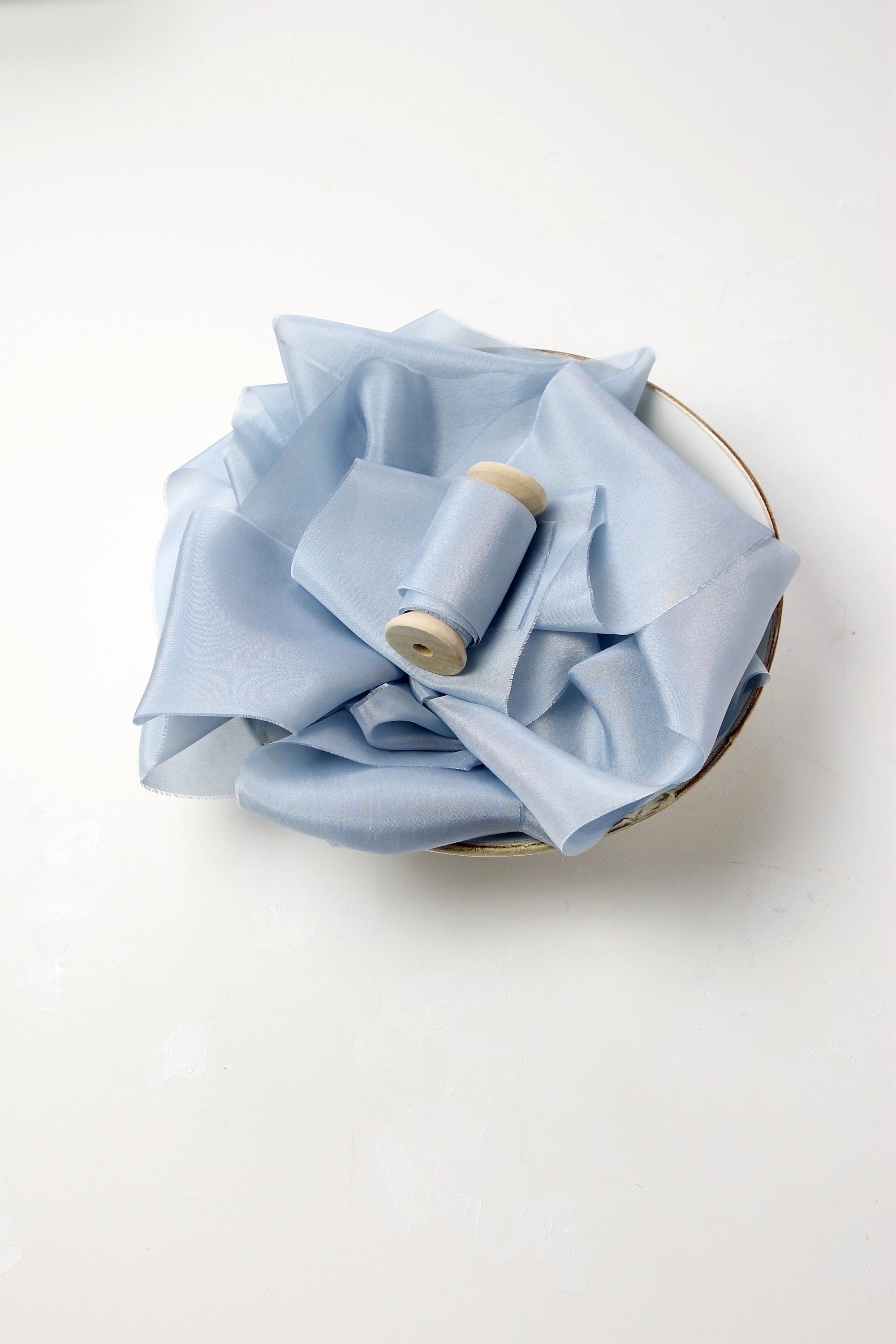 Recycled Ribbon Double Sided Woven Edge Polyester 25mm width Baby Blue