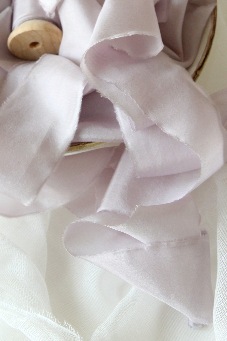 Mauve silk ribbon Silk habotai ribbon Lavender ribbon Wedding silk sash Lavender wedding Fine art bouquet Hand dyed silk ribbon Vow renewal image 4