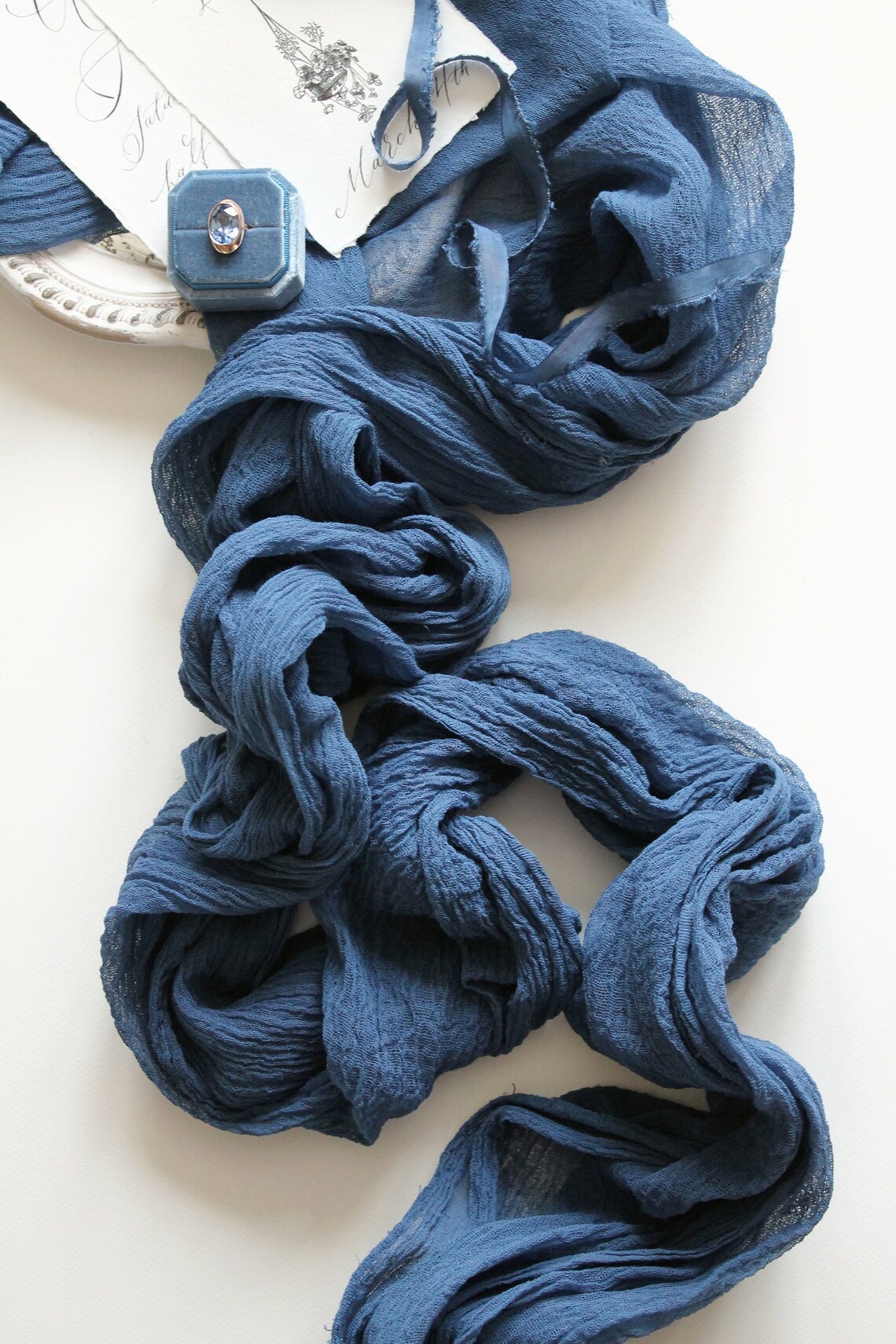 Navy Blue Gauze Runner Dark Blue Table Runner Styled Etsy