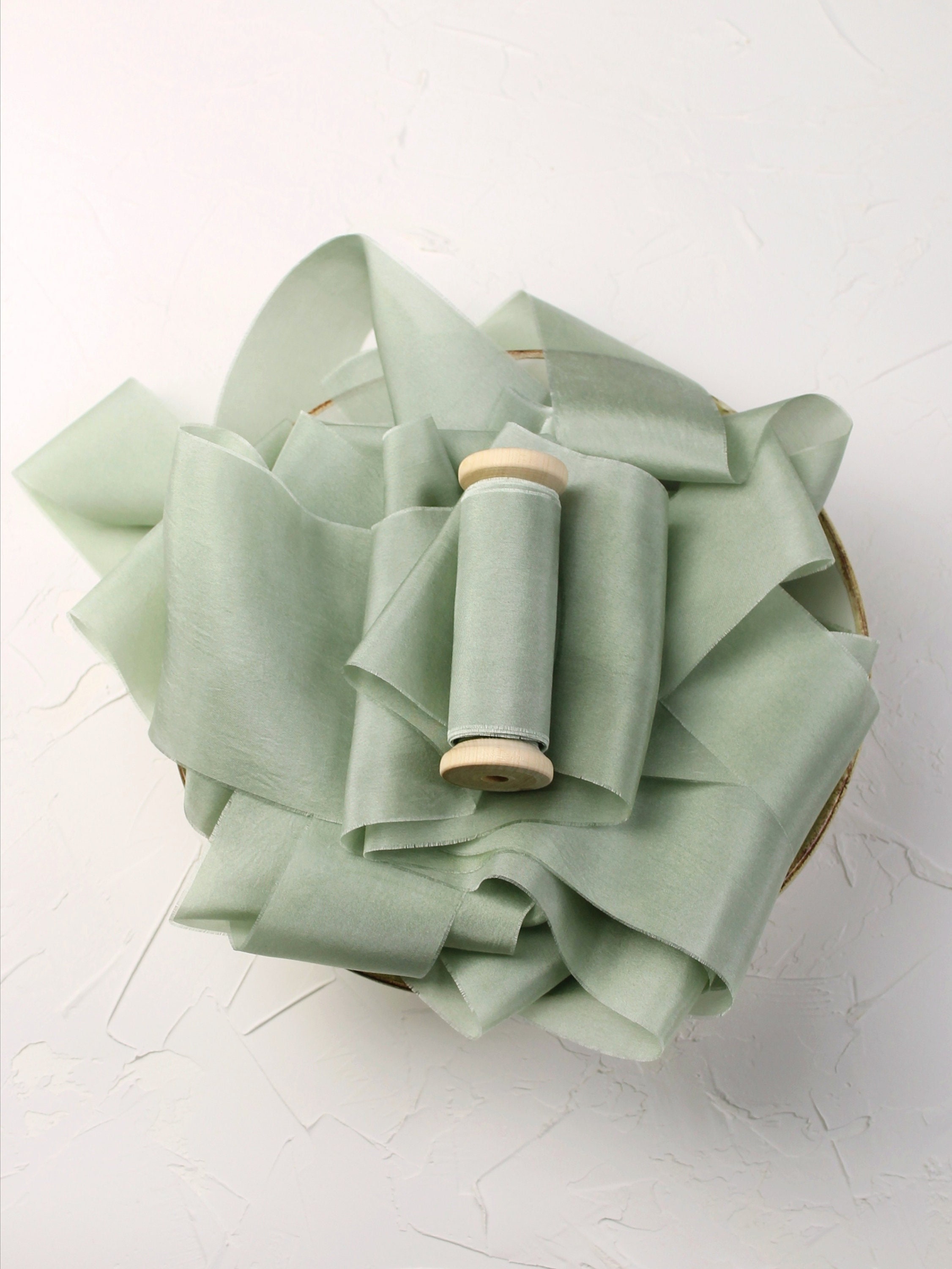 Silk Chiffon Ribbon 2.5cm Width / Extra Light Bias Cut Silk Ribbon / DHG /  100% Silk Chiffon Ribbon / Color: SHABBY GREY 
