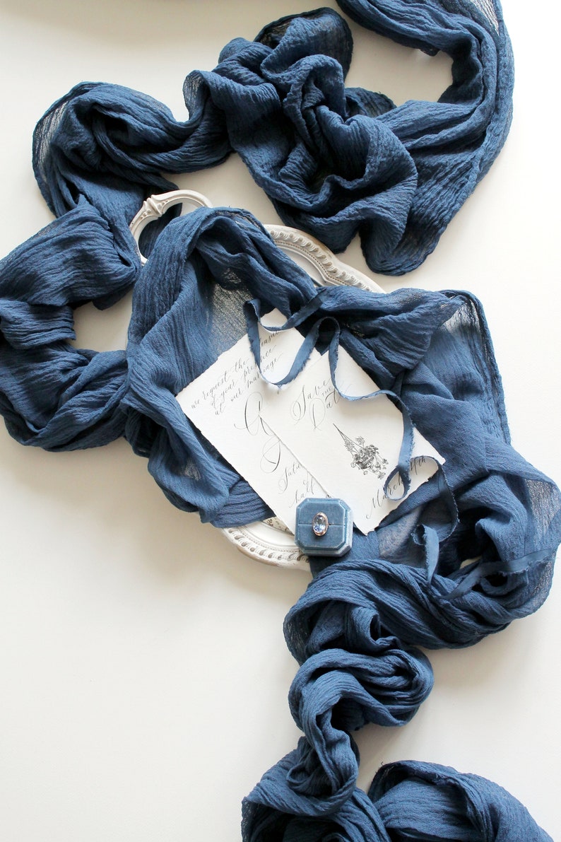 Navy Blue Gauze Runner Dark Blue Table Runner Styled Etsy