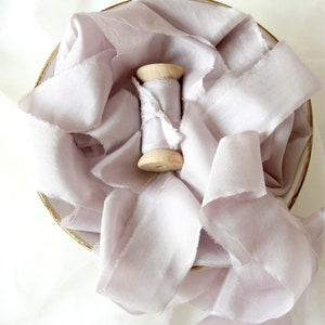 Mauve silk ribbon Silk habotai ribbon Lavender ribbon Wedding silk sash Lavender wedding Fine art bouquet Hand dyed silk ribbon Vow renewal image 2