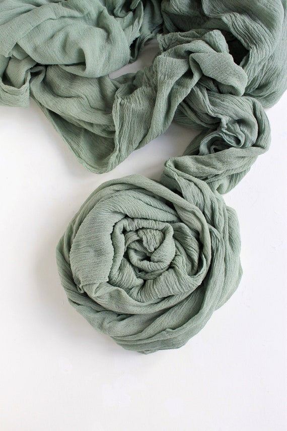Sage green table runner Hand dyed sage gauze runner Cheesecloth runner Rustic table decorations Botanical party decor Food photography props