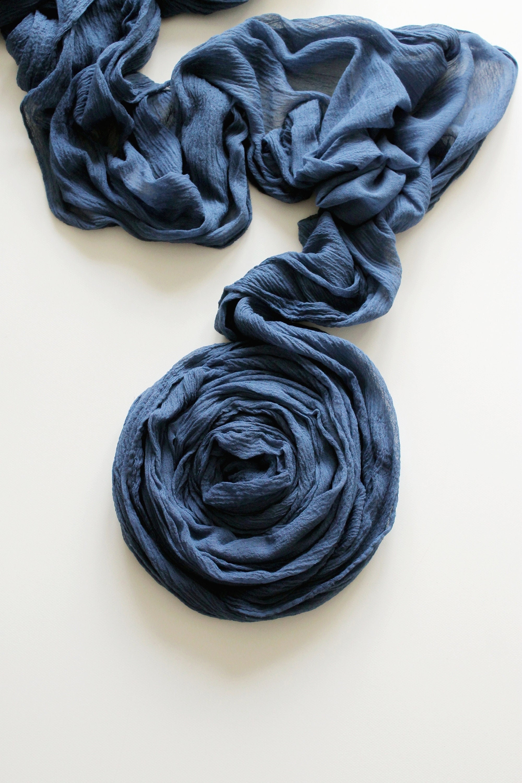 Navy blue gauze runner Dark blue table runner Styled photoshoot props Blue cheesecloth runner Flatlay props Navy blue wedding Dinner decor