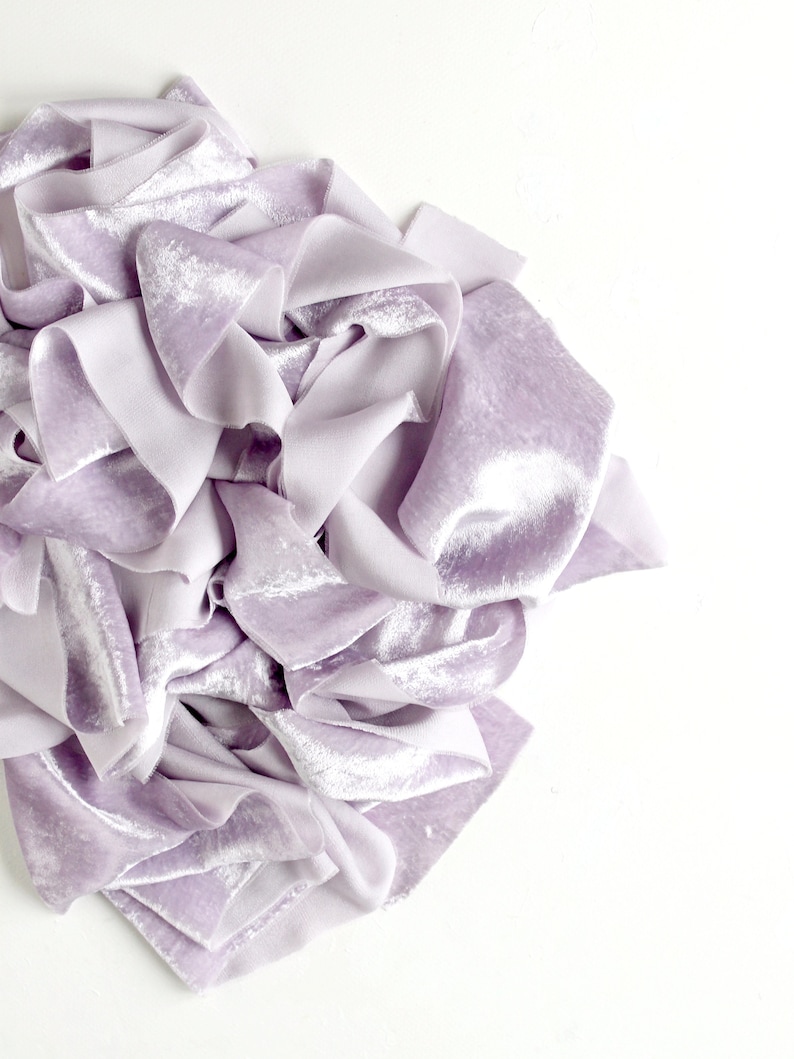 Lavender silk velvet ribbon Hand dyed light purple velvet ribbon Violet velvet sash Lavender wedding Garden Dusty lilacs silk velvet ribbon image 2