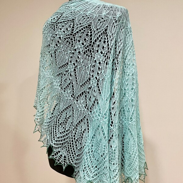 Hand knit Shawl. Knitted Shawl. Knitted Lace Shawl. Merino wool Shawl.