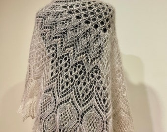 Half circle Shawl. Knitted shawl. Lace Shawl. Mohair Shawl. Hand knit Shawl