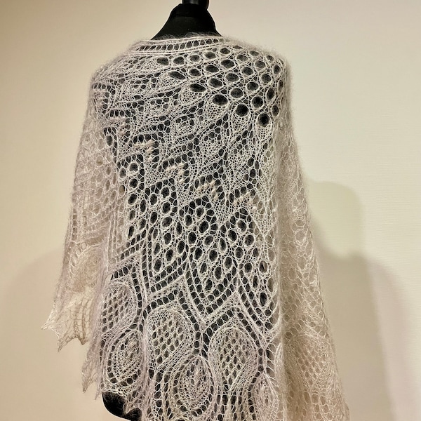 Half circle Shawl. Knitted shawl. Lace Shawl. Mohair Shawl. Hand knit Shawl