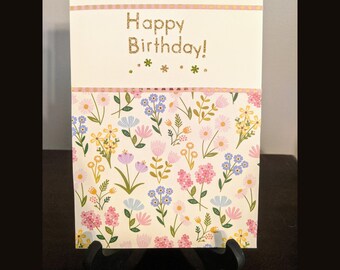 Happy Birthday Card, Envelope Included, Handmade, 5x7 inches, Blank Inside, Free Shipping