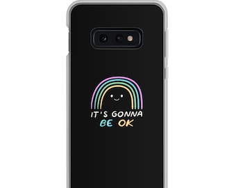 Samsung Phone Case, Smiling Rainbow Phone Cover, Positive Quote, Samsung Accessories, Multiple Sizes Available, Free Shipping