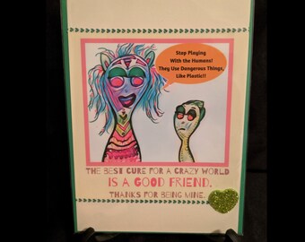 Best Friend Card, Thank You Card, Inside is Blank, Envelope Included, Free Shipping