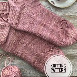 KEY To MY HEART Sock Pattern  Pattern  Knitting Hearts  Valentines Day  Cuff Down