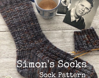 SIMON&#39;S SOCKS Sock Pattern |  Pattern | Knitting Pattern | Faux Cable | Cuff Down