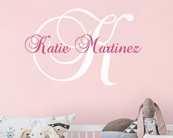 Wall Decal Name Nursery Wall Decal - Custom Monogrammed Wall Decal for Girl or Boy in any Color