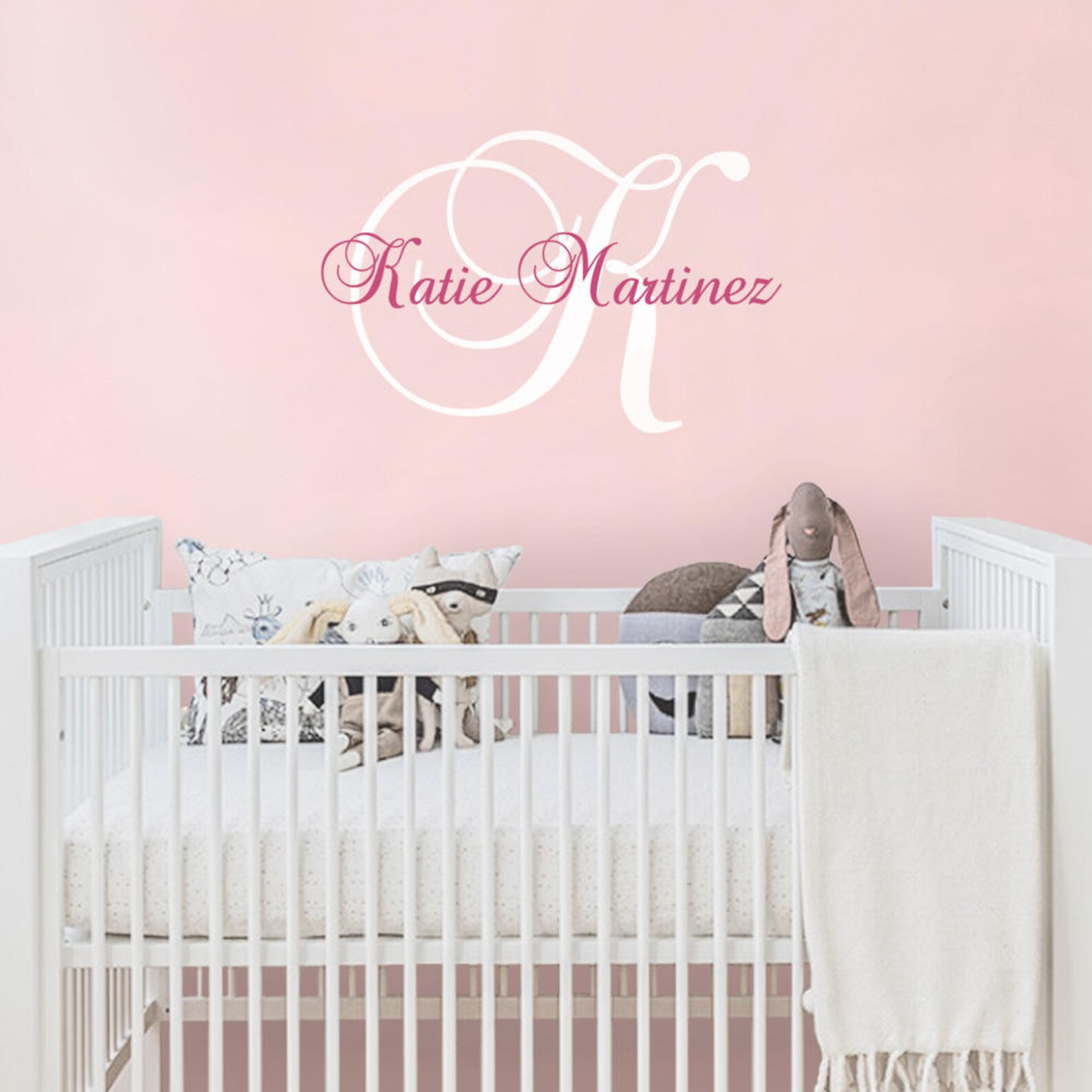 Wall Decal Name Nursery Wall Decal Custom Monogrammed Wall Etsy